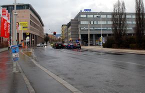Europaplatz, Blick von der Franckstraße Richtung Norden zur Khevenhüllerstraße
