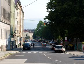Freistädter Straße, Blick vom Beginn der Straße Richtung Nordosten