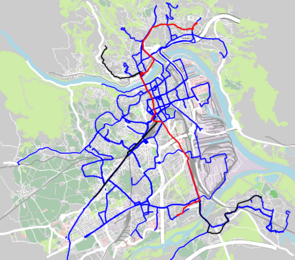 Streckenplan der Linie Straßenbahnlinie 1