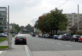 Garnisonstraße, Blick vom Unfallkrankenhaus Richtung Südosten