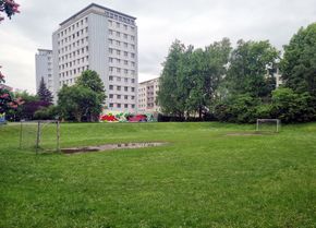 Fußballplatz im Honauerpark, Blick Richtung Westen