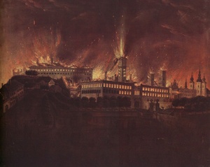 Stadtbrand, Ölgemälde von Thomas Dialer, Linzer Stadtmuseum Nordico