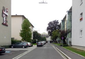 Rheinstraße, Blick von der Semmelweisstraße Richtung Südosten