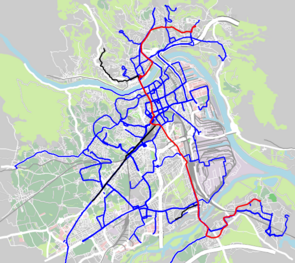 Streckenplan der Linie Straßenbahnlinie 2