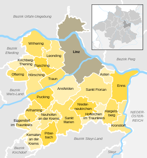 Gemeinden im Bezirk Linz-Land südwestlich von Linz