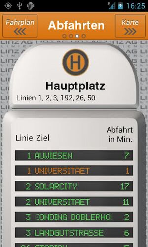 Anzeige der Haltestellen-Abfahrtzeiten