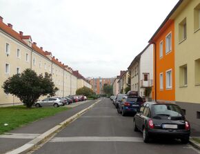 Hueberstraße, Blick von der Nietzschestraße Richtung Nordosten