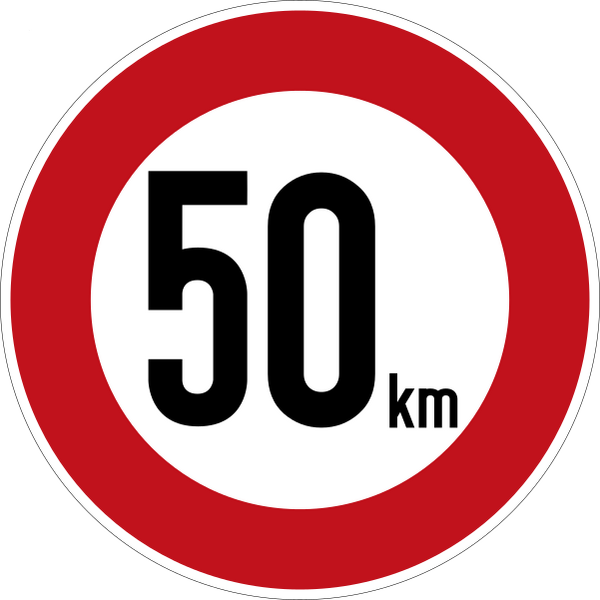 Datei:Zeichen 274 - Zulässige Höchstgeschwindigkeit (50 km), StVO 1970.svg
