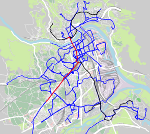 Streckenplan der Linie Straßenbahnlinie 3