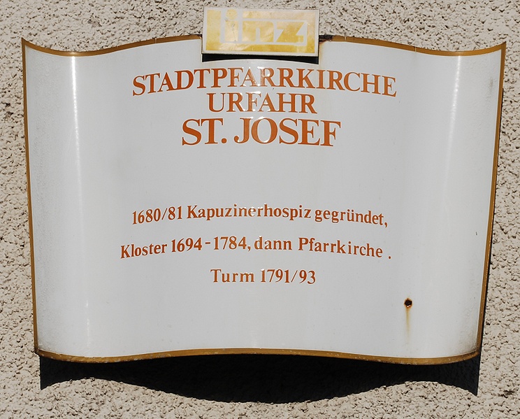 Datei:Plakette Stadtpfarrkirche Urfahr.jpg