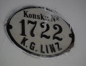 Tafel an der Franz-Josefs-Warte: Konskriptionsnummer 1722, Katastralgemeinde Linz